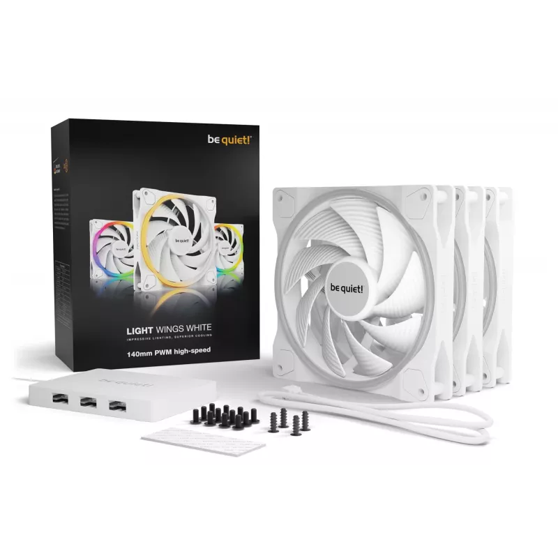 be quiet Light Wings White | 140mm PWM high-speed Triple-Pack computerbehuizing-ventilator 14 cm 3 stuks