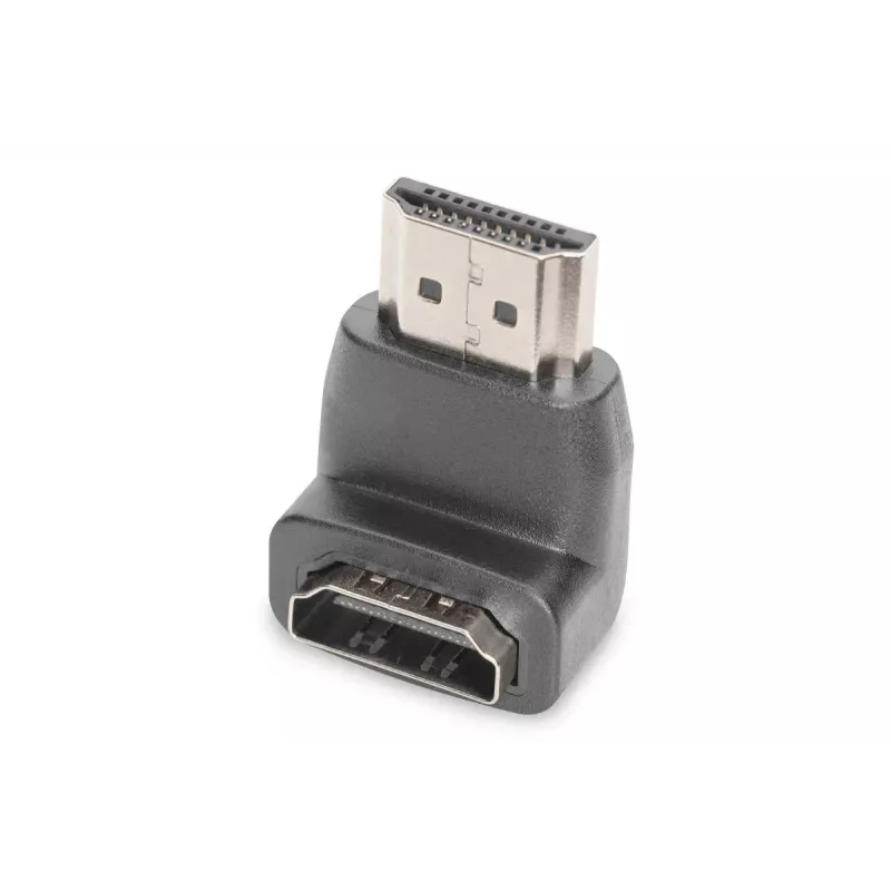 DIGITUS HDMI-adapter, type A, 90° haaks M/F, Ultra HD 60p, zwart goud