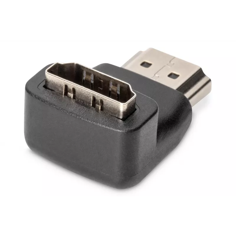 DIGITUS HDMI-adapter, type A, 90° haaks M/F, Ultra HD 60p, zwart goud