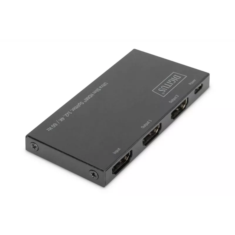 DIGITUS ultra slanke HDMI-splitter, 1x2, 4K/60Hz HDR, HDCP 2.2, 18 Gbps, Micro-USB-voeding