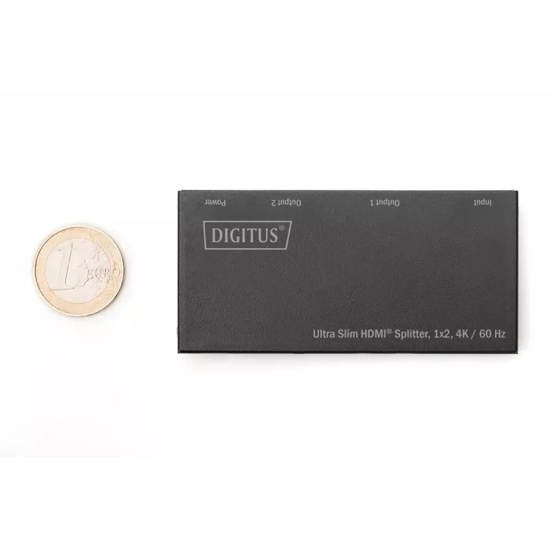 DIGITUS ultra slanke HDMI-splitter, 1x2, 4K/60Hz HDR, HDCP 2.2, 18 Gbps, Micro-USB-voeding