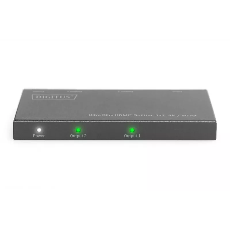 DIGITUS ultra slanke HDMI-splitter, 1x2, 4K/60Hz HDR, HDCP 2.2, 18 Gbps, Micro-USB-voeding