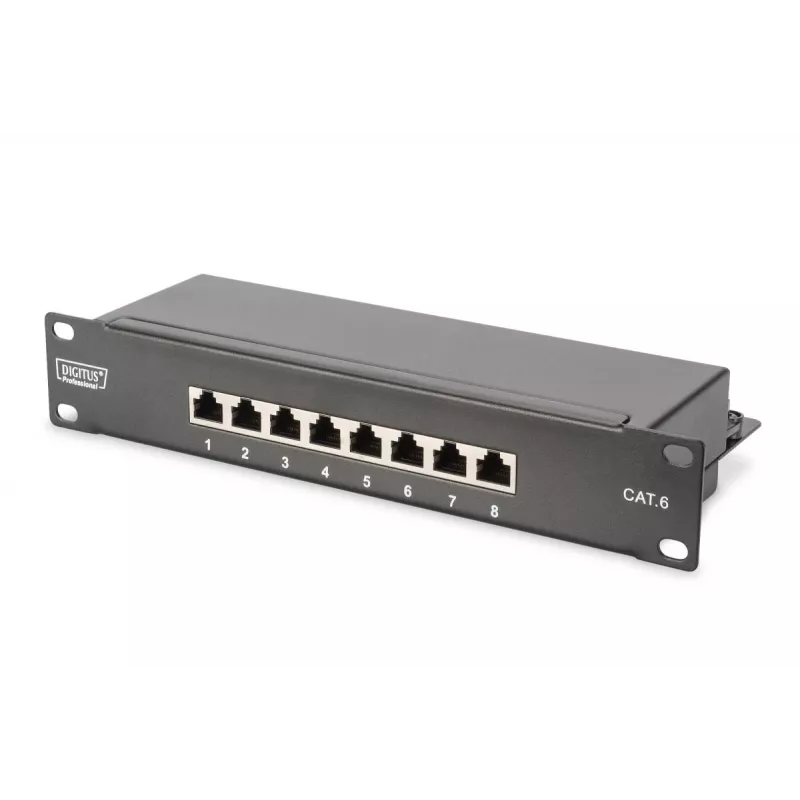DIGITUS 10in netwerkbundel – 6U kast, grijs schap, PDU, 8-poorts switch, CAT6 patchpaneel