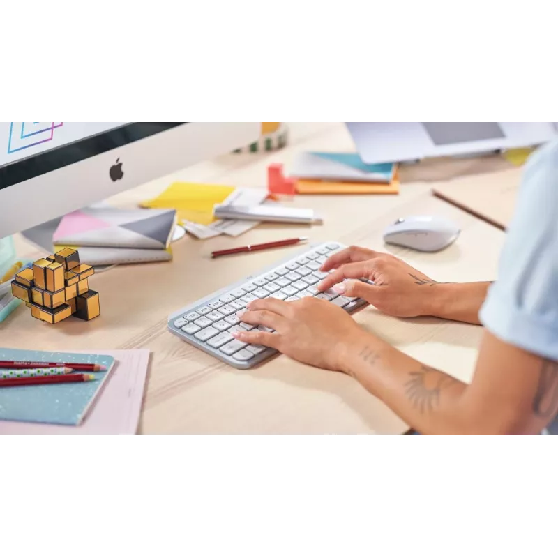 LOGITECH minimalistisch draadloos verlicht toetsenbord - MX KEYS MINI - Pale Gray - Qwertz Duits