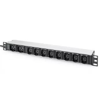 DIGITUS 1U aluminium PDU rackinbouwbaar 8x C13 2x C19 16A 230VAC 50/60Hz IEC C20 stekker