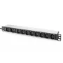 DIGITUS 1U aluminium PDU rackinbouwbaar 8x C13 2x C19 16A 230VAC 50/60Hz IEC C20 stekker