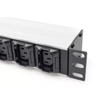DIGITUS 1U aluminium PDU rackinbouwbaar 8x C13 2x C19 16A 230VAC 50/60Hz IEC C20 stekker