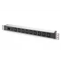 DIGITUS 1U aluminium PDU rackmonteerbaar 9x C13 10A 230VAC 50/60Hz IEC C14 ingang 10A zekering