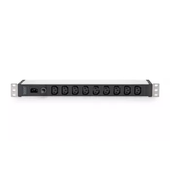 DIGITUS 1U aluminium PDU rackmonteerbaar 9x C13 10A 230VAC 50/60Hz IEC C14 ingang 10A zekering
