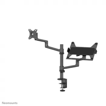 Neomounts DS20-425BL2 monitorarm met laptopsteun 17-27 inch – ruimtebesparend