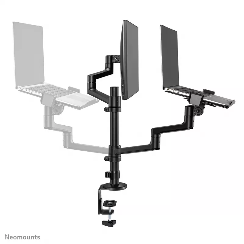 Neomounts DS20-425BL2 monitorarm met laptopsteun 17-27 inch – ruimtebesparend