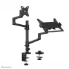 Neomounts DS20-425BL2 monitorarm met laptopsteun 17-27 inch – ruimtebesparend
