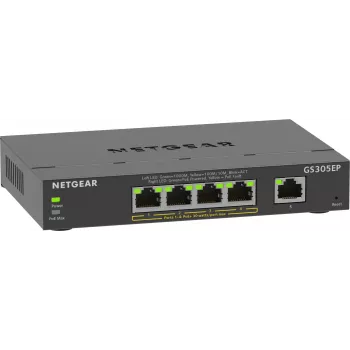NETGEAR 5-poorts Gigabit Ethernet PoE+ Plus switch (GS305EP) Managed L2/L3 Gigabit Ethernet (10/100/1000) Power over Ethernet (PoE) zwart