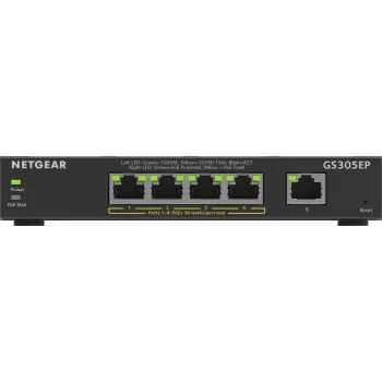 NETGEAR 5-poorts Gigabit Ethernet PoE+ Plus switch (GS305EP) Managed L2/L3 Gigabit Ethernet (10/100/1000) Power over Ethernet (PoE) zwart