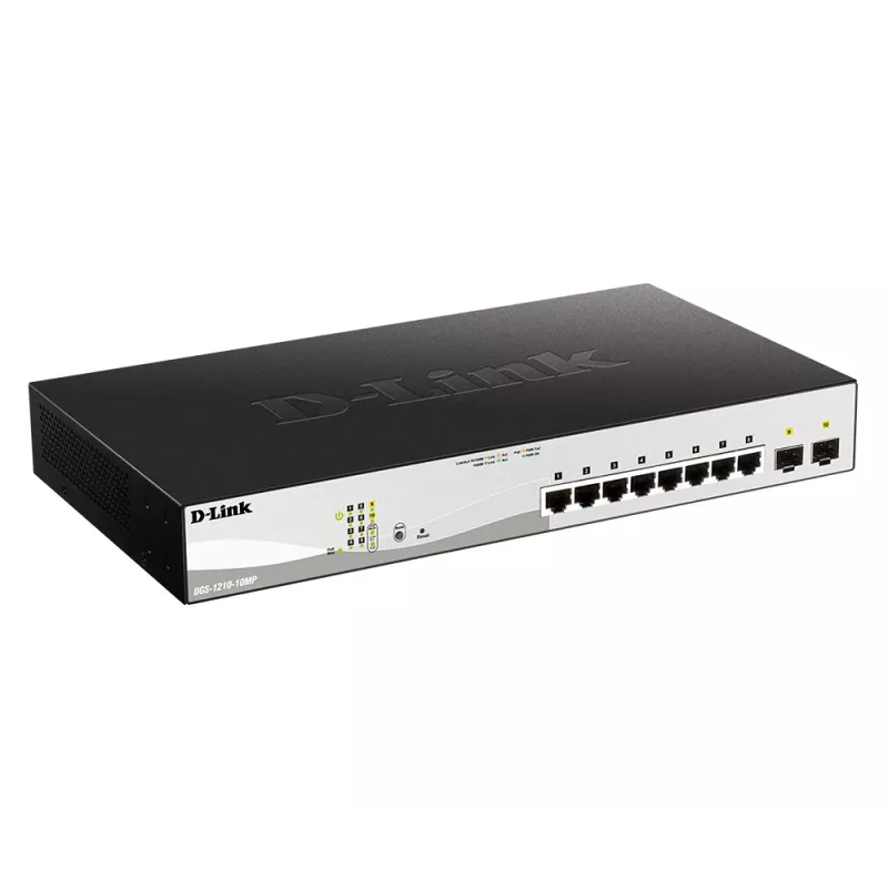 D-Link DGS-1210-10MP managed L2 Gigabit Ethernet (10/100/1000) Power over Ethernet (PoE) zwart, grijs