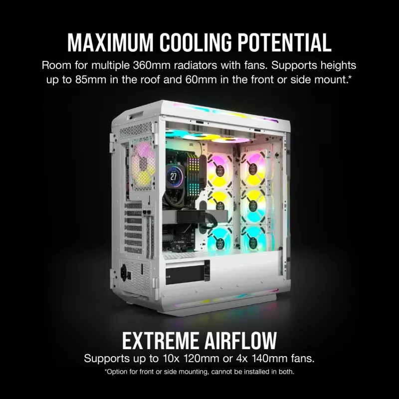 CORSAIR mid-tower ATX PC-behuizing - iCUE 5000T - RGB gehard glas - wit