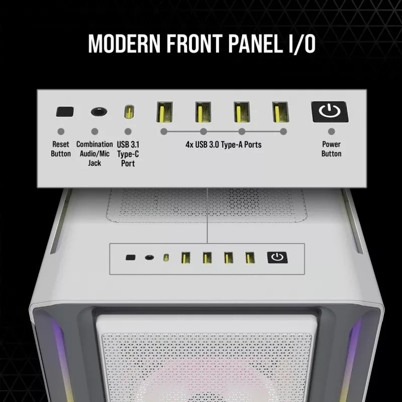 CORSAIR mid-tower ATX PC-behuizing - iCUE 5000T - RGB gehard glas - wit