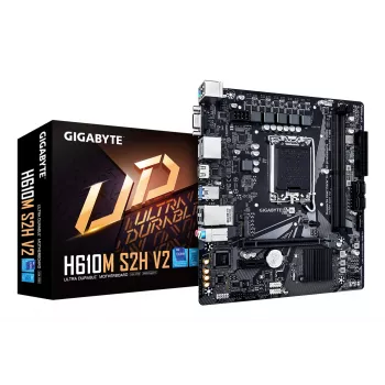 GIGABYTE H610M S2H V2 moederbord - ondersteunt Intel Core 14e gen. CPU's, 4+1+1 hybride fasen digitaal VRM, tot 5600MHz DDR5, 1xPCIe 3.0 M.2, GbE LAN, USB 3.2 Gen 1