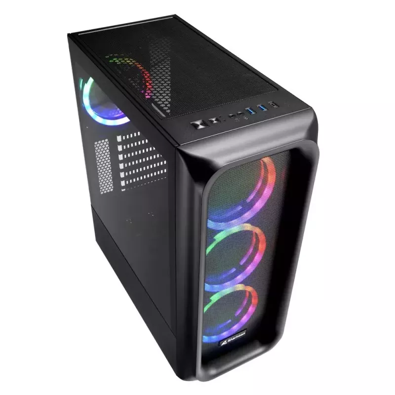 PC-behuizing Sharkoon TK5M RGB ATX desktop zwart