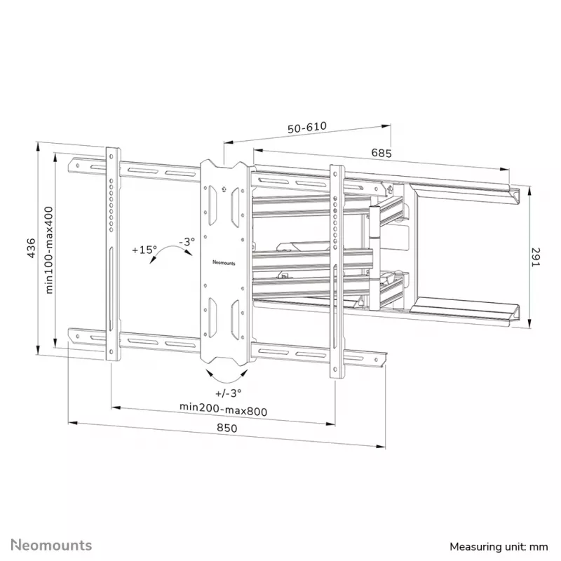 Neomounts WL40S-850BL18 tv-muurbeugel 43-86 inch - volledig beweegbaar - snelle installatie