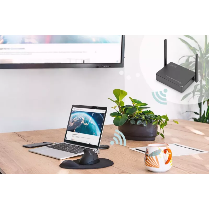 Draadloos samenwerkingssysteem Digitus Click & Present Pro desktop zwart grijs 3840x2160