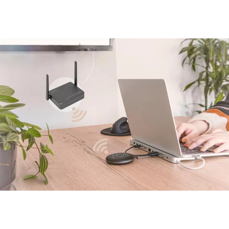 Draadloos samenwerkingssysteem Digitus Click & Present Pro desktop zwart grijs 3840x2160