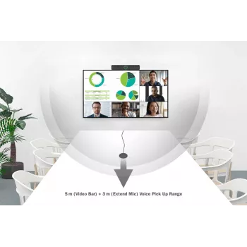 DIGITUS 4K all-in-one videobar - videoconferentiesysteem (4 microfoons/1 luidspreker, 1 tafelmicrofoon)