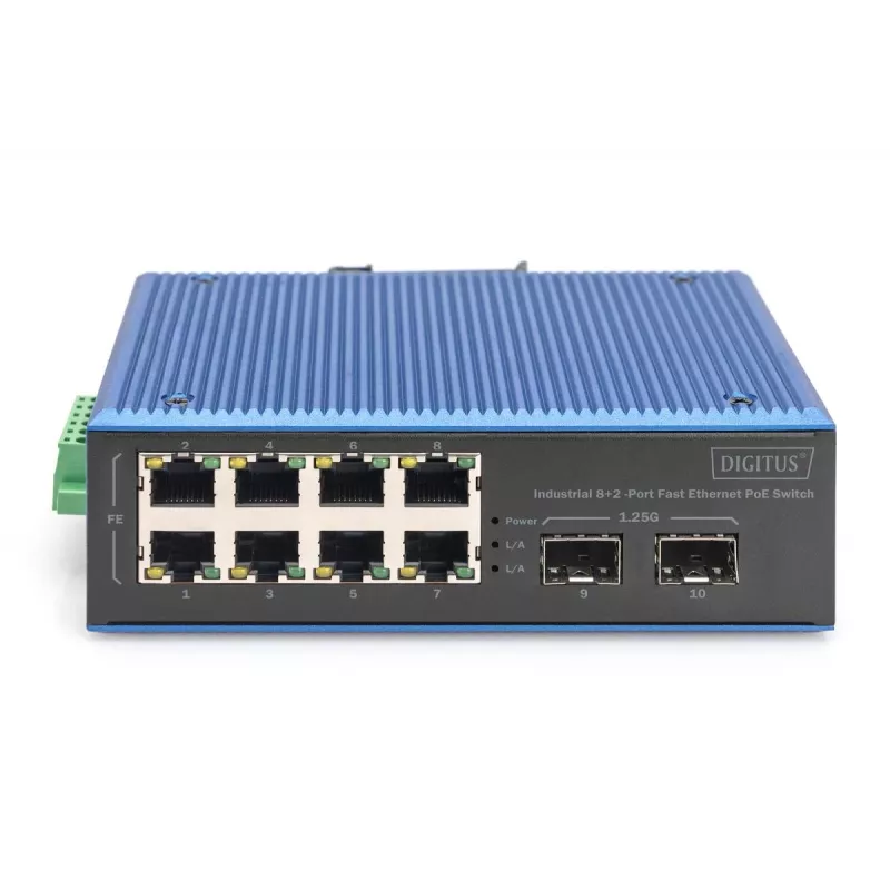 Unmanaged switch DIGITUS DN-651147 8+2-poorts Fast Ethernet PoE 1 Gbit/s