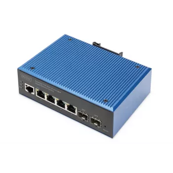 DIGITUS industriële 4+2-poorts L2 managed Gigabit Ethernet-switch 4xGE RJ45 + 2 SFP-poorten