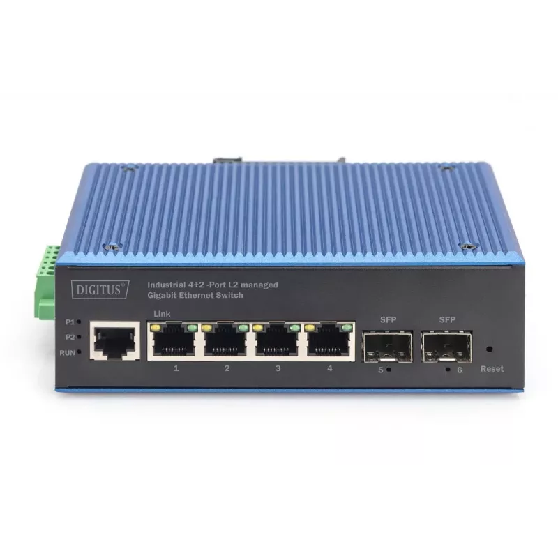 DIGITUS industriële 4+2-poorts L2 managed Gigabit Ethernet-switch 4xGE RJ45 + 2 SFP-poorten