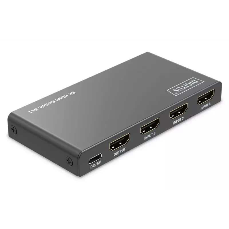 DIGITUS 3x1 HDMI-switch. 8K/60Hz (4:4:4). HDR. HDCP 2.3
