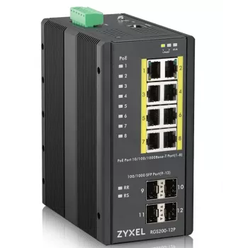 Zyxel RGS200-12P managed L2 Gigabit Ethernet (10/100/1000) Power over Ethernet (PoE) zwart