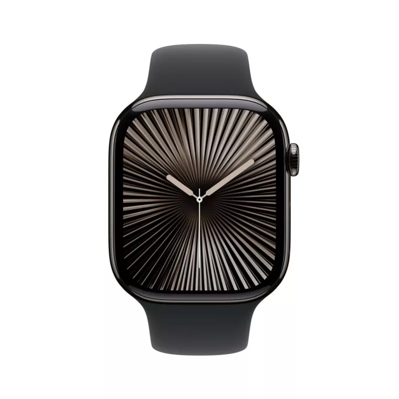 APPLE Watch Series 10 GPS + Cellular 46mm Slate Titanium behuizing met zwarte Sport Band - M/L