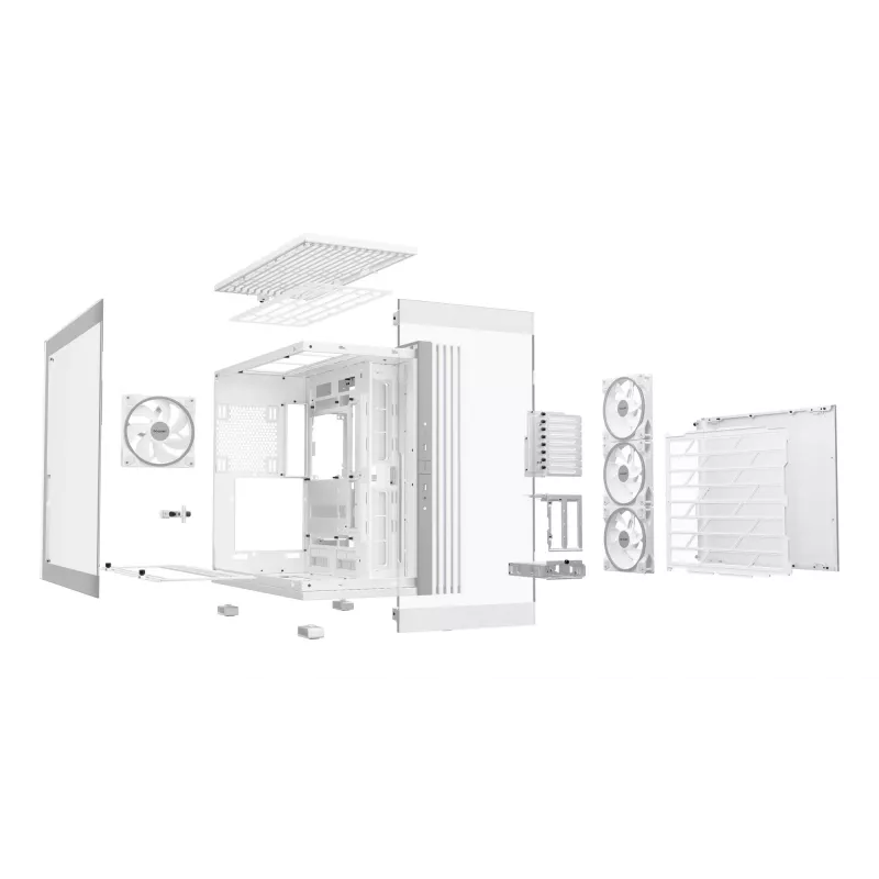PC-behuizing be quiet! LIGHT BASE 900 DX wit full tower — ATX/EATX-ondersteuning, glazen zijpaneel, multi-RGB, max. GPU 495 mm, CPU-koelerhoogte 190 mm