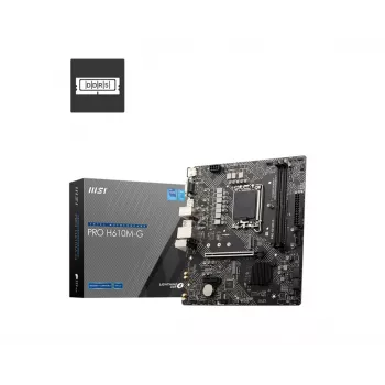 Moederbord MSI PRO H610M-G — Intel H610, LGA 1700, micro ATX, DDR5, 2 DIMM, tot 96 GB, M.2, SATA III, HDMI 2.1, DisplayPort 1.4