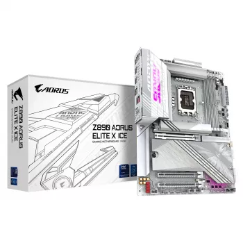 GIGABYTE Z890 AORUS ELITE X ICE moederbord - ondersteunt Intel Core Ultra (serie 2) CPU's, 16+1+2 fasen VRM, tot 9500MHz DDR5 (OC), 1xPCIe 5.0 + 4xPCIe 4.0, Wi-Fi 7, 2.5GbE LAN, Thunderbolt 4