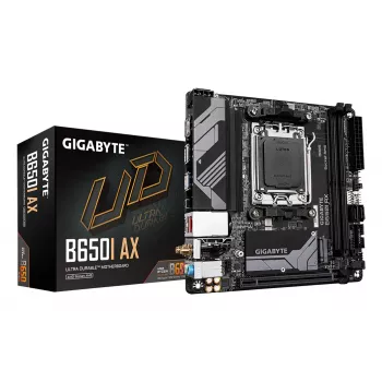 GIGABYTE B650I AX moederbord - AMD Ryzen 9000-serie CPU's, 5+2+1 fasen VRM, tot 6400 MHz DDR5 (OC), 1x PCIe 4.0 M.2, 2,5 GbE LAN, WLAN 6E, USB 3.2 Gen 2