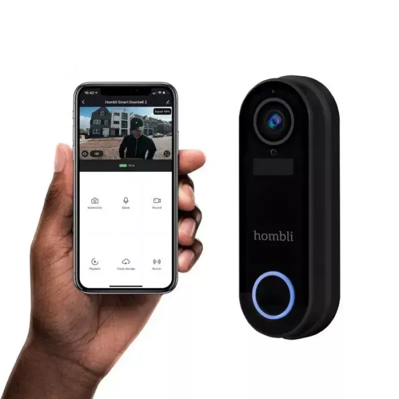 Smart Doorbell Hombli Pack zwart wit IP65 draadloos 1080p
