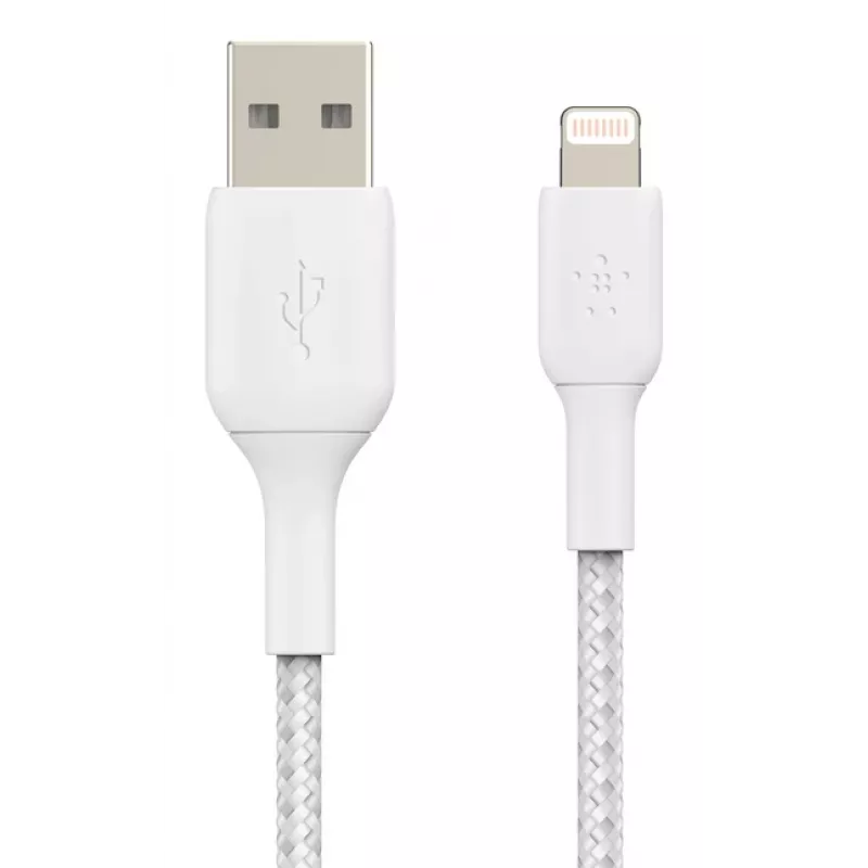 BELKIN Lightning-naar-USB-A-kabel, gevlochten, 1 m, wit