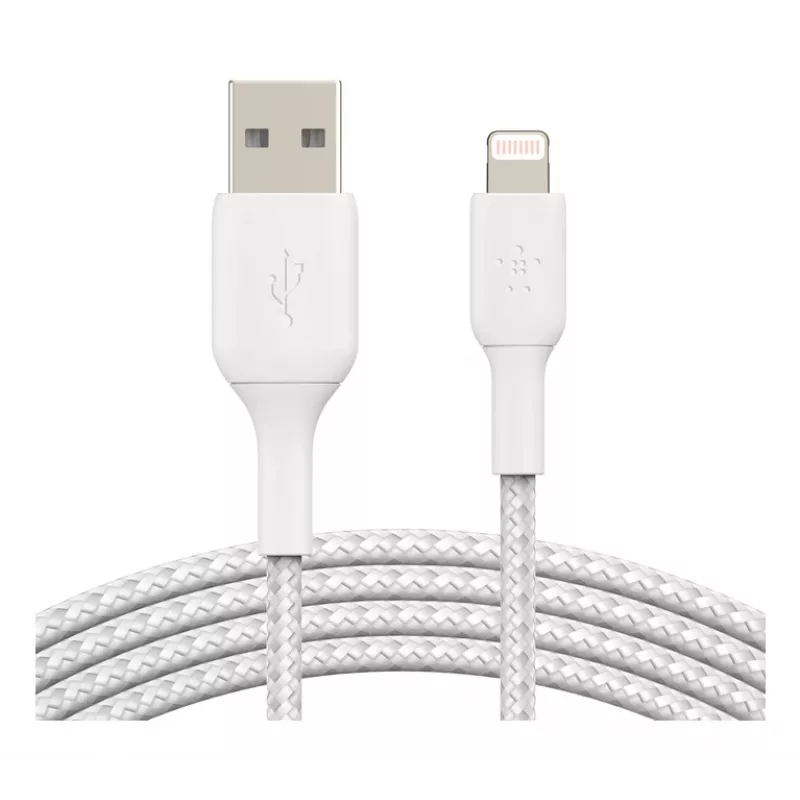 BELKIN Lightning-naar-USB-A-kabel, gevlochten, 1 m, wit