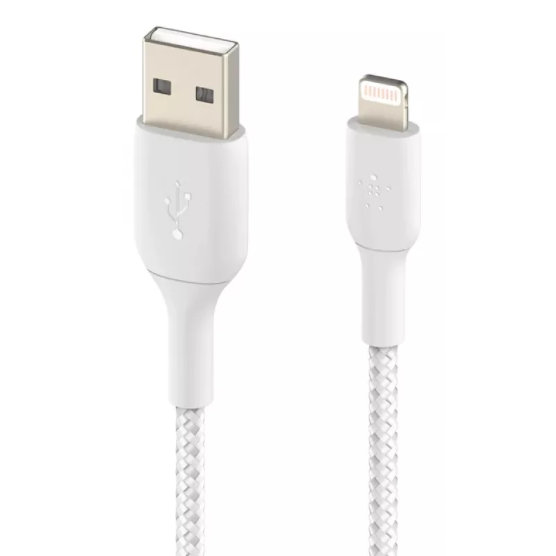BELKIN Lightning-naar-USB-A-kabel, gevlochten, 1 m, wit