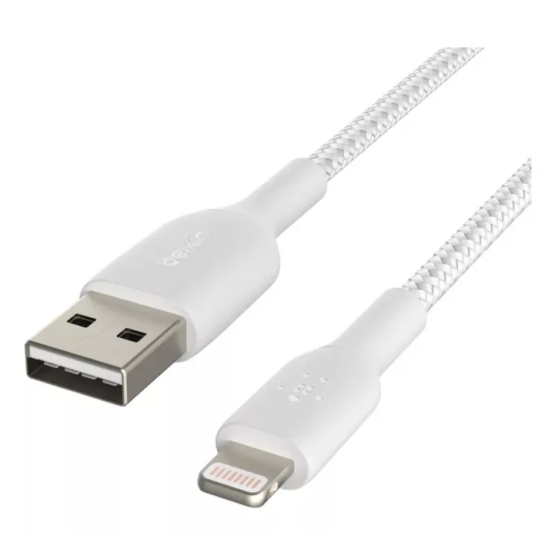 BELKIN Lightning-naar-USB-A-kabel, gevlochten, 1 m, wit