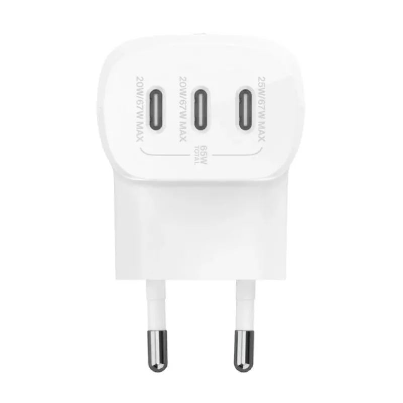 BELKIN Wandlader - Boostcharge - USB-C 3-poorts lader - Met PPS 67W - Wit