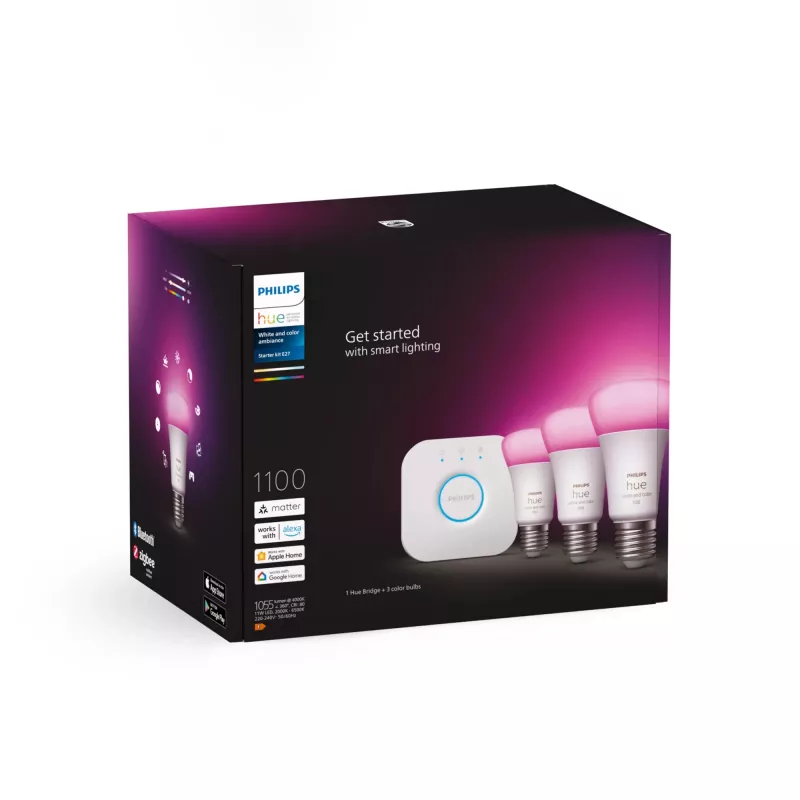 Slimme verlichtingsstartset Philips Hue White and Colour Ambiance E27 Bluetooth Zigbee