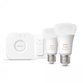 Philips Hue White Ambiance startset: 2 E27 smartlampen (1100) + dimschakelaar
