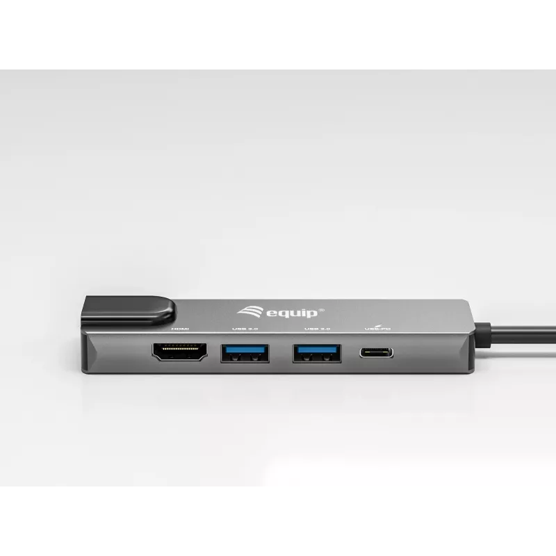 Equip USB-C 5-in-1 multifunctionele adapter, HDMI, Gigabit-LAN, USB 3.2 Gen1, 100W USB PD