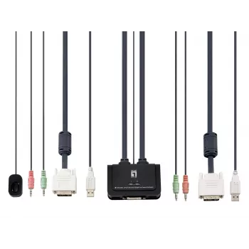 LevelOne 2-poorts USB DVI-D Single Link KVM-switch, audio-ondersteuning