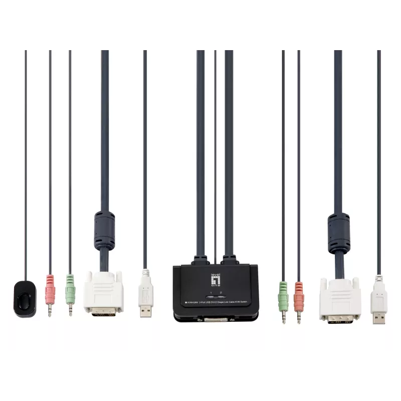LevelOne 2-poorts USB DVI-D Single Link KVM-switch, audio-ondersteuning