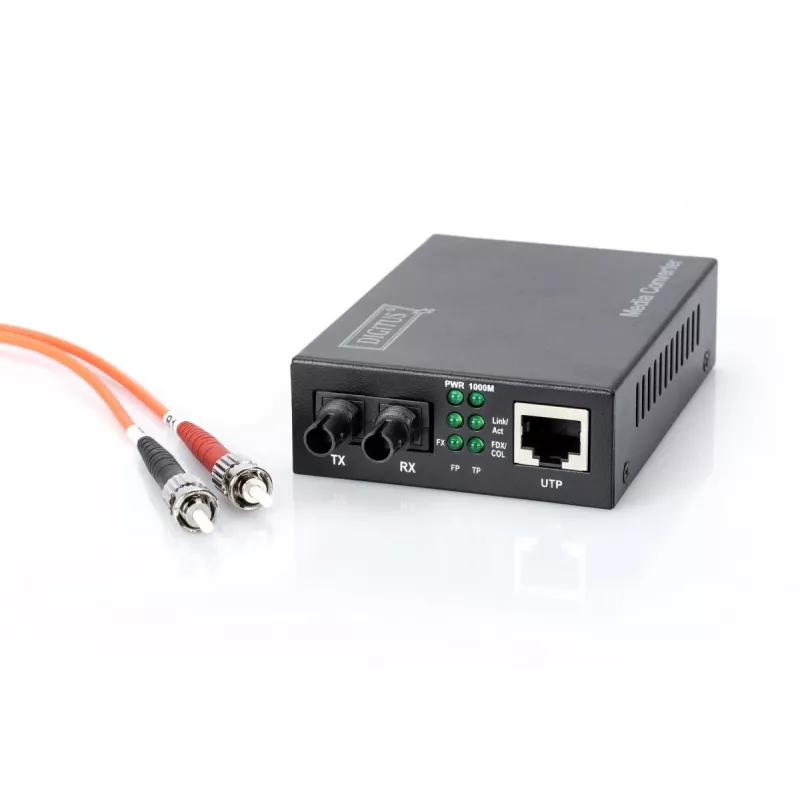 DIGITUS DN-82110-1 Gigabit mediaconverter, multimode 10/100/1000Base-T naar 1000Base-SX, RJ45 naar ST, 850 nm, tot 0,5 km