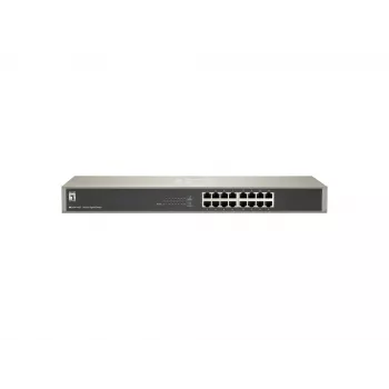 LevelOne 16-poorts Gigabit switch, unmanaged, Gigabit Ethernet (10/100/1000), full-duplex, rackmontage